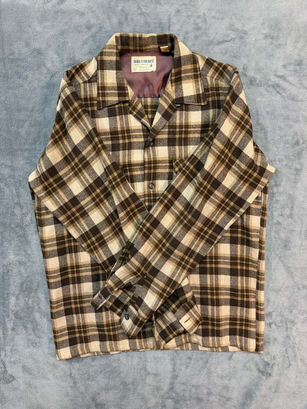 Vintage Wool O The West Made Expressly Macy's California Brown Plaid Wool Camp